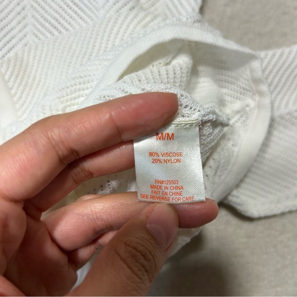 TORN BY RONNY KOBO Mesh Knit Long Sleeve Bodysuit White Size M - Picture 4 of 7